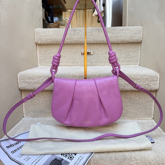 LOEWE Shiny Nappa Calfskin Paseo Satchel Rockrose - Picture 1 of 13